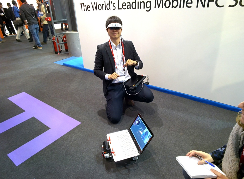 Rover at Mobile World Congress made a friend with cool glasses.