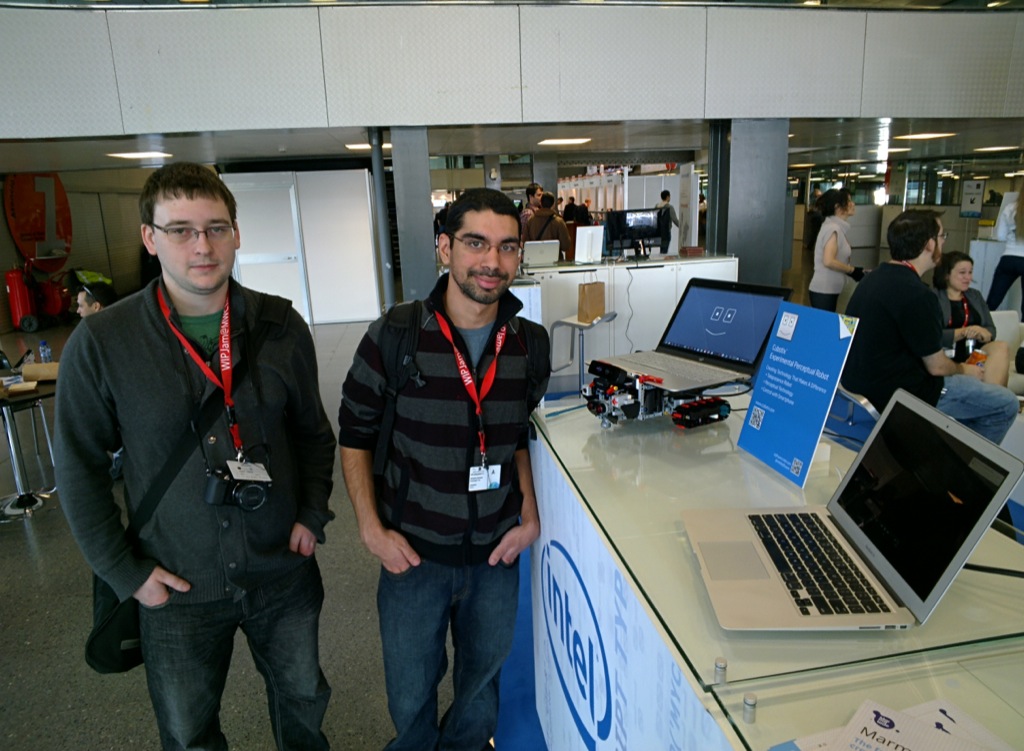 The folks from the famous Cyanogen mod checking out Rover at Mobile World Congress.